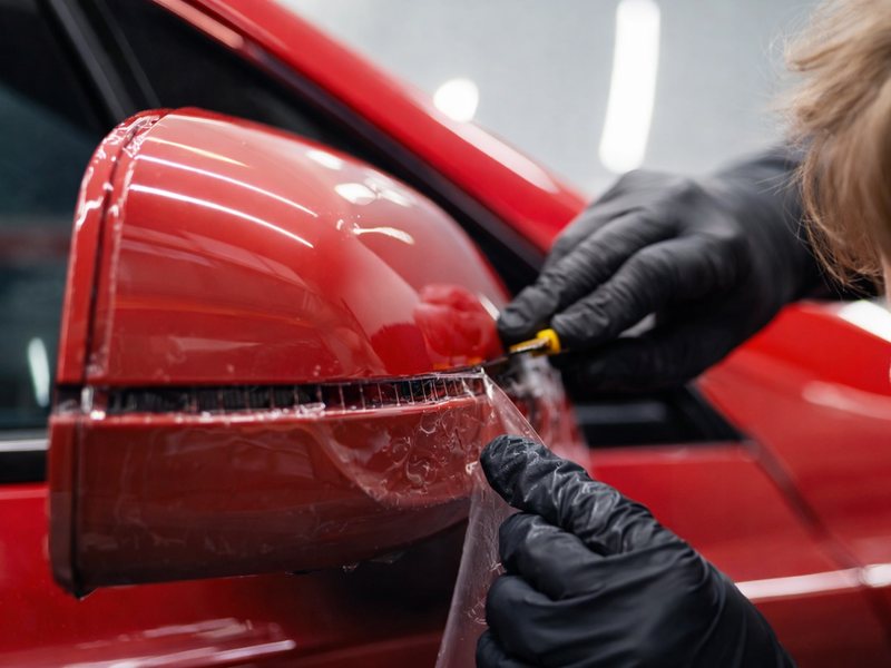 Paint protection film applied to a mirror