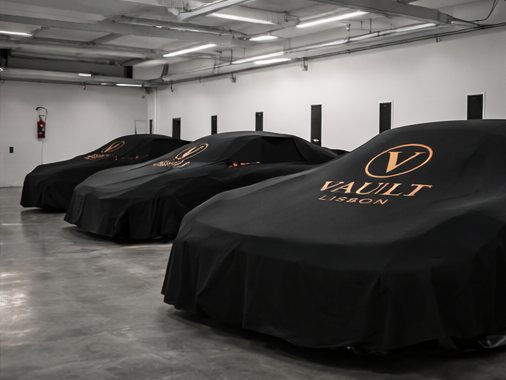 Covered vehicles in their bays